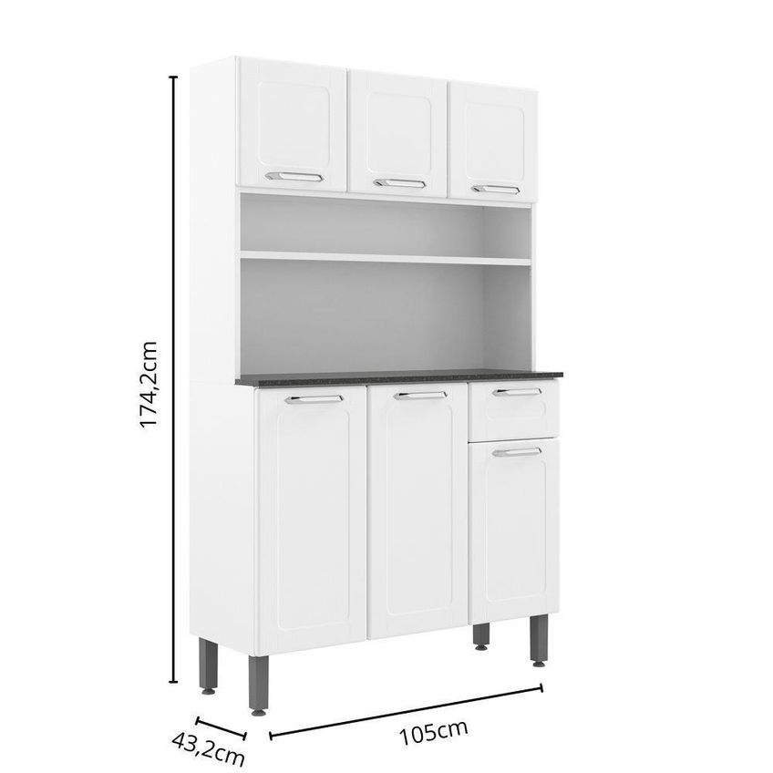Cozinha Compacta Em Aço Dona Maria 6 Portas 1 Gaveta Branco Bertolini - imagem 5