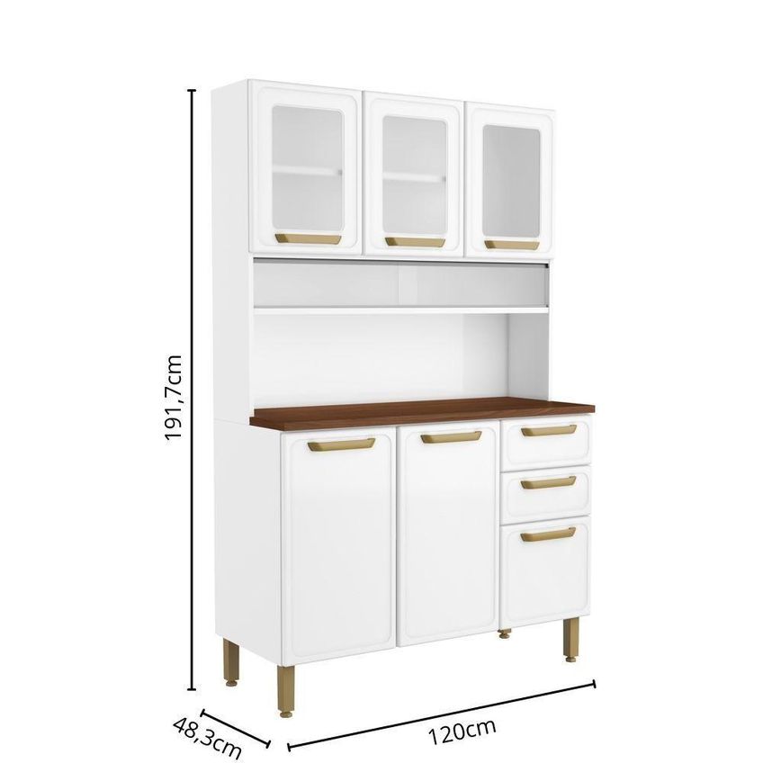Cozinha Compacta Bella 6 Portas 2 Gavetas Aço 120cm Branco Bertolini - imagem 4