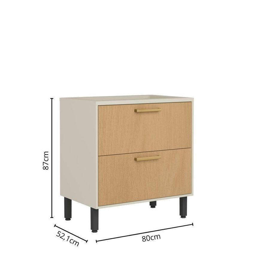 Balcão Para Cooktop Bossa Nova 1 Porta MDP 80cm Nogal Bertolini - imagem 3