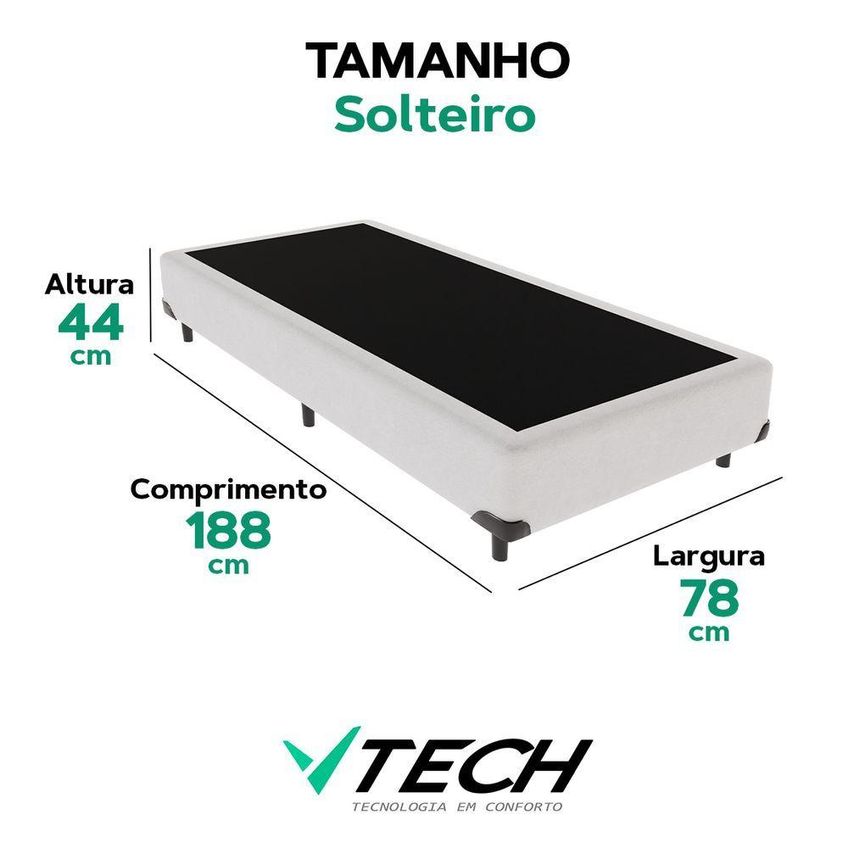 Base Box Solteiro Cama Box Madeira Base Reforçada Branco Vtech - imagem 4
