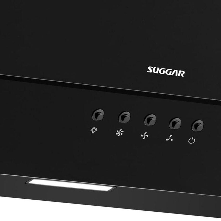 Coifa De Parede Suggar Rubi Vidro Inclinado 60cm Preto Led 220v - imagem 3