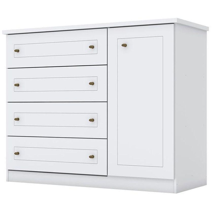 Quarto De Bebê Q Encanto Slim 6 Portas 4 Gavetas Mdf-mdp Branco Acetinado Qmovi - imagem 3