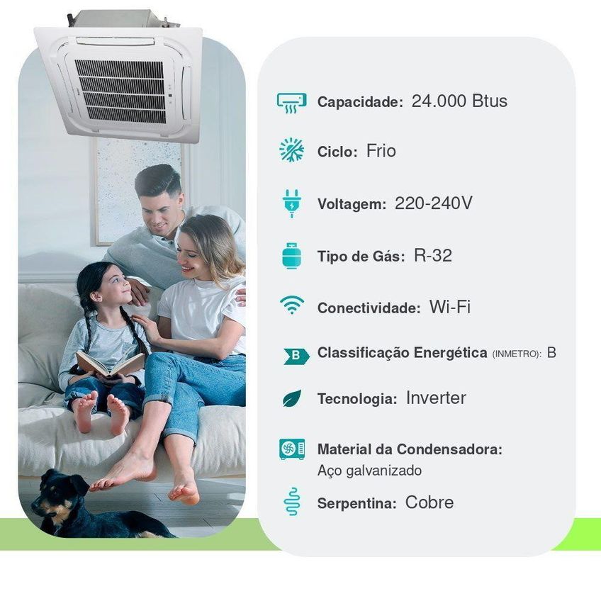 Ar Condicionado Cassete Inverter Gree G-prime Compact 24000 BTUs Frio 220V - imagem 4