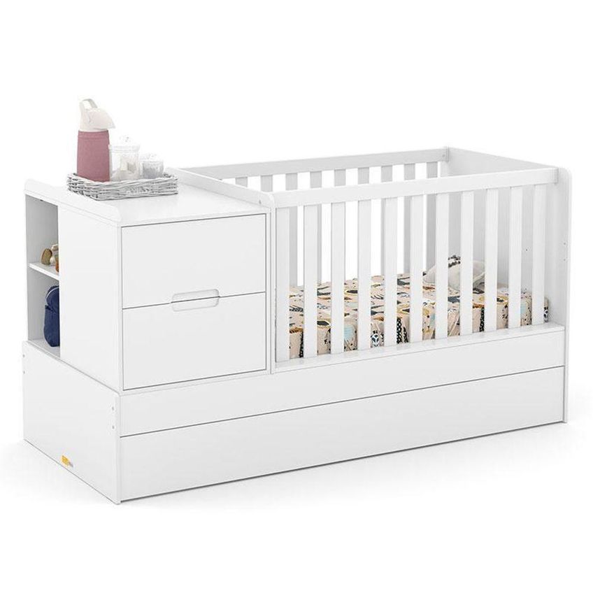 Kit Berço Multifuncional Formare MDF Colchão Incluso Branco Freijó Matic Móveis - imagem 3