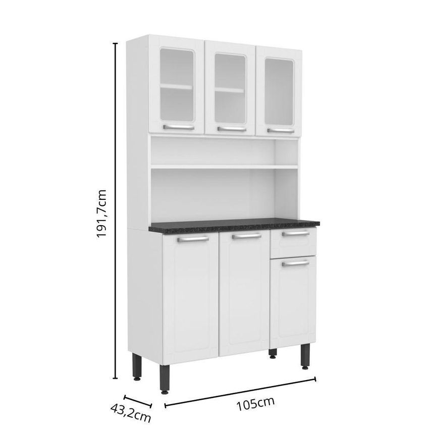 Cozinha Compacta De Aço Múltipla 6 Portas 1 Gaveta 105cm Branco Bertolini - imagem 4