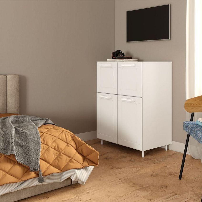 Armário Multiuso Aparador Buffet 4 Portas 70cm Branco Bertolini - imagem 4