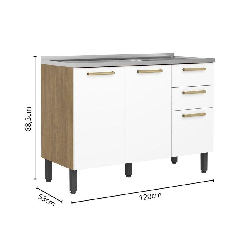 Cozinha Completa Com Pia Axe 9 Portas 2 Gavetas Mdf Mdp Branco Bertolini - imagem 3