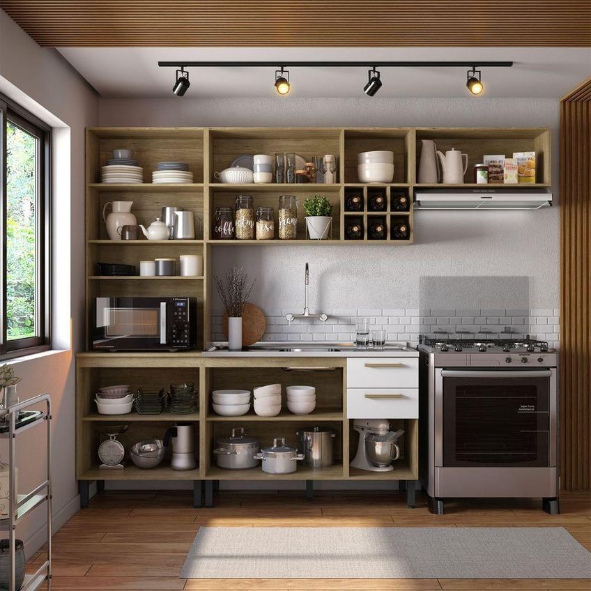 Cozinha Completa Com Pia Axe 9 Portas 2 Gavetas Mdf Mdp Branco Bertolini - imagem 5