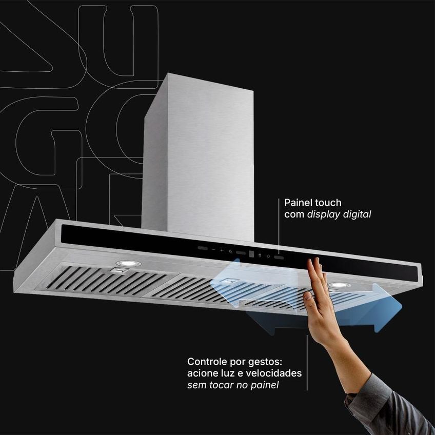 Coifa De Parede Suggar Tp1491ix 90cm Inox Painel Touch Led 110v - imagem 4