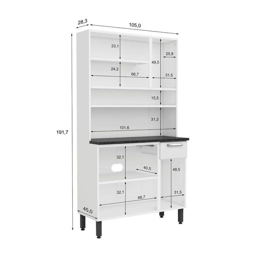 Cozinha Compacta Em Aço Múltipla 6142 6 Portas 1 Gaveta Branco Bertolini - imagem 3