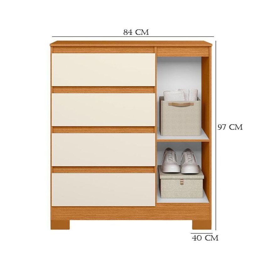 Guarda Roupa Casal Triton Plus 11 Portas De Bater Com Espelho E Cômoda Sapateira 4 Gavetas Mdp - imagem 3