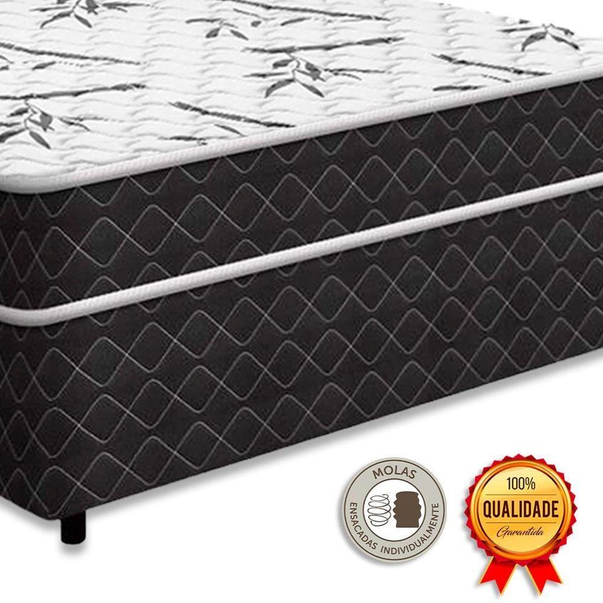 Cama Box Conjugada Solteiro Benfica Extra Firme Espuma D33 Preto Vtech - imagem 4