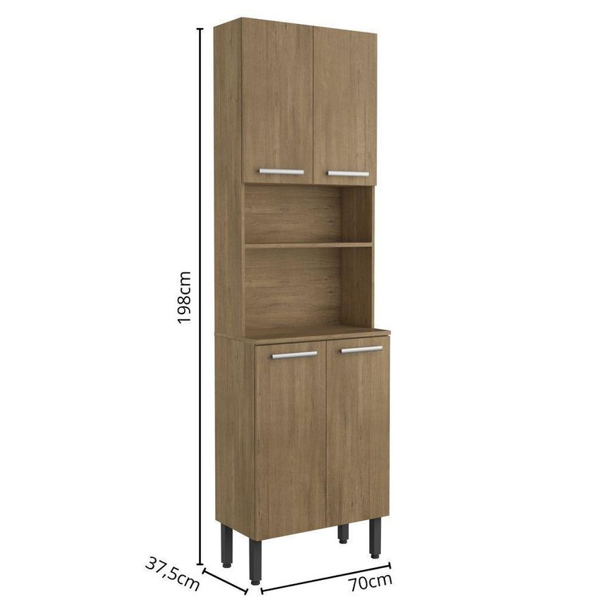 Cozinha Compacta Samba 8080 4 Portas 1 Prateleira MDP 70cm Amadeirado Bertolini - imagem 3