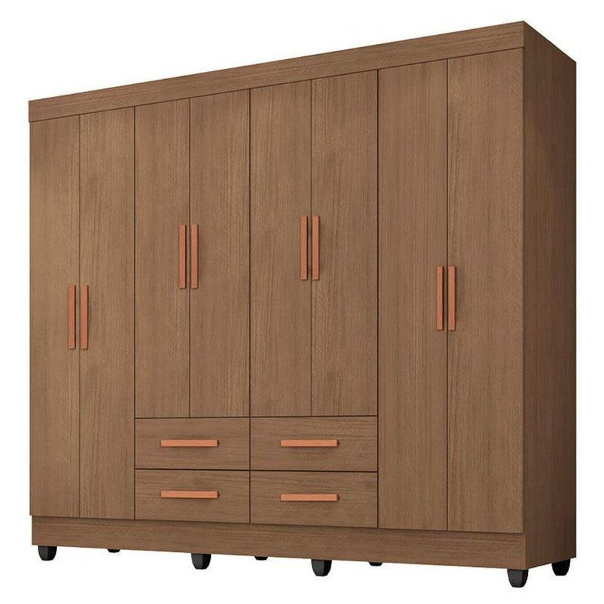 Guarda Roupa Casal Porto Com Cômoda Lite 4 Gavetas 2 Portas Carvalho Oak Móveis Leão - imagem 4