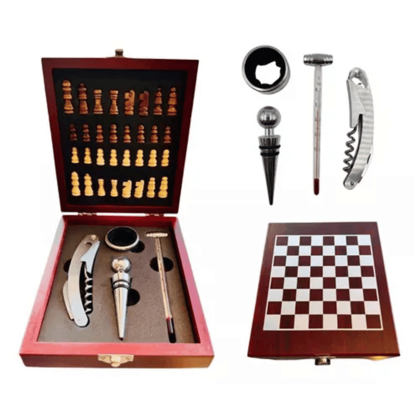 Kit Para Vinhos Jogo De Xadrez Unihome Uni Home - imagem 3