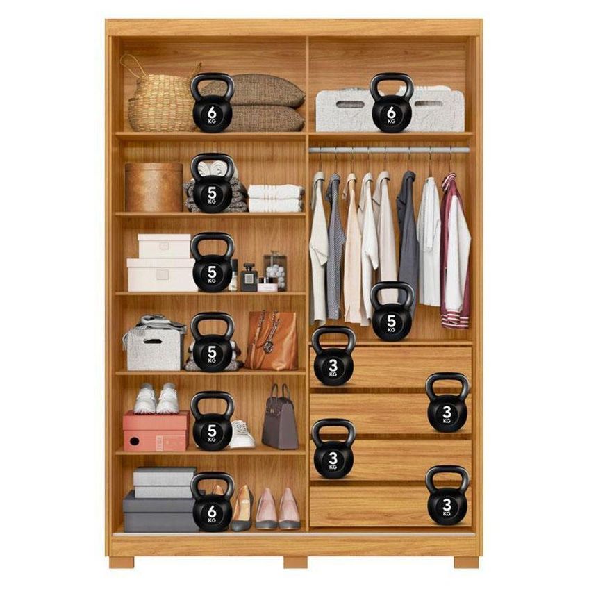 Guarda Roupa Casal Riva Cinamon Touch Off White Flex Com Espelho E Pés - Demóbile - imagem 4