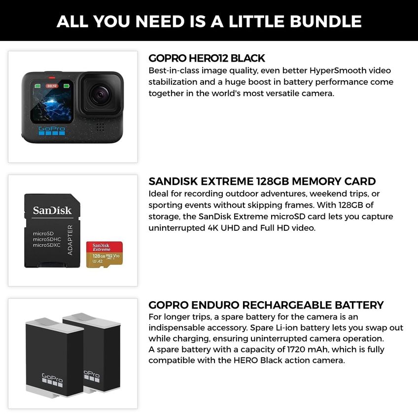 Câmera Gopro Hero12 Black 4k Com Estabilização Hypersmooth - imagem 2