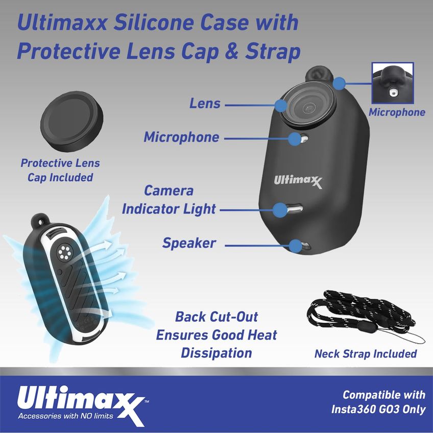 Capa Protetora De Silicone Ultimaxx Para Go3 Tampa De Lente Alça - imagem 3