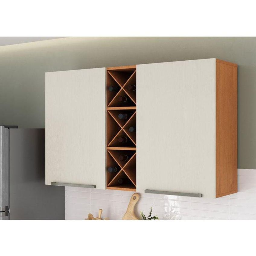Armário Aéreo Favorita 120cm 2 Portas MDP Cinamomo Areia Fosco Zanzini Móveis - imagem 5