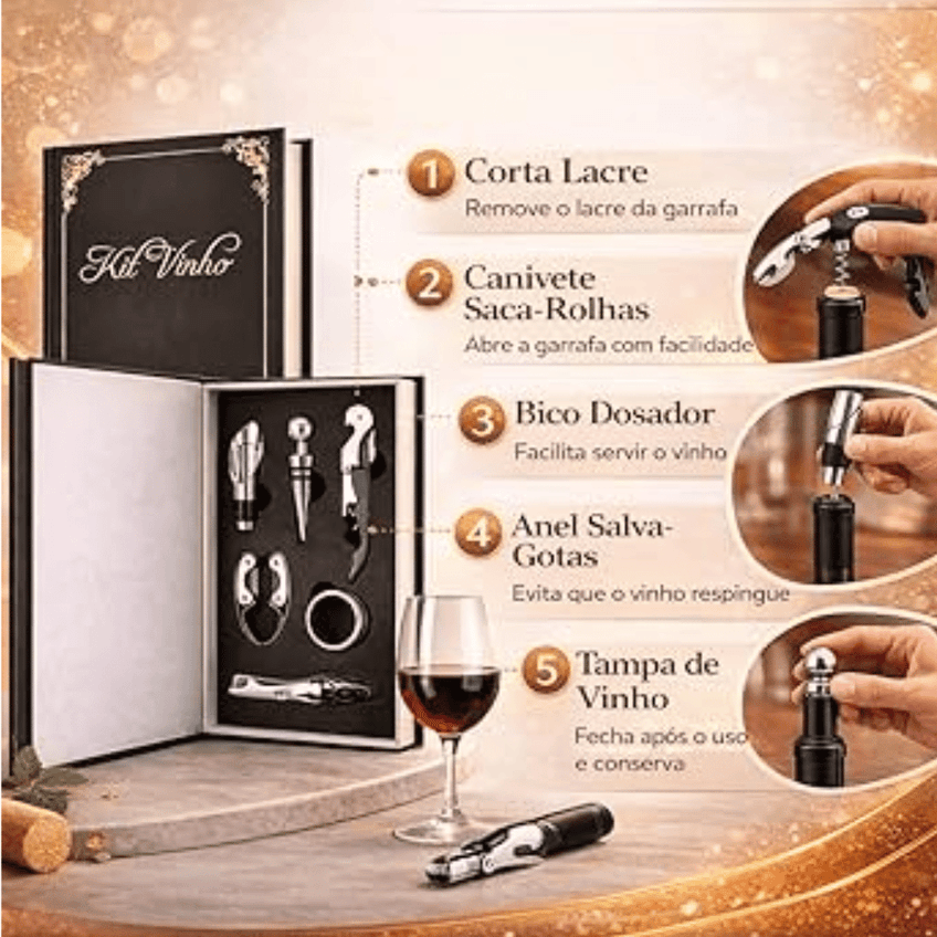 Kit Para Vinho Livro - 5 Peças - Unihome Uni Home - imagem 3