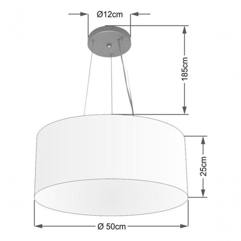 Lustre Pendente Cilíndrico MD-4188 Cúpula Em Tecido 50x25cm Palha Vivare Brasil Iluminação - imagem 3