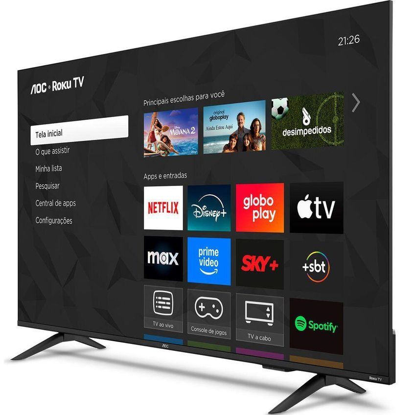 Smart TV AOC 50U7066-78G 50 4K QLED Roku TV Preto Wi-Fi HDMI USB Ethernet RF SPDIF BIVOLT - imagem 3