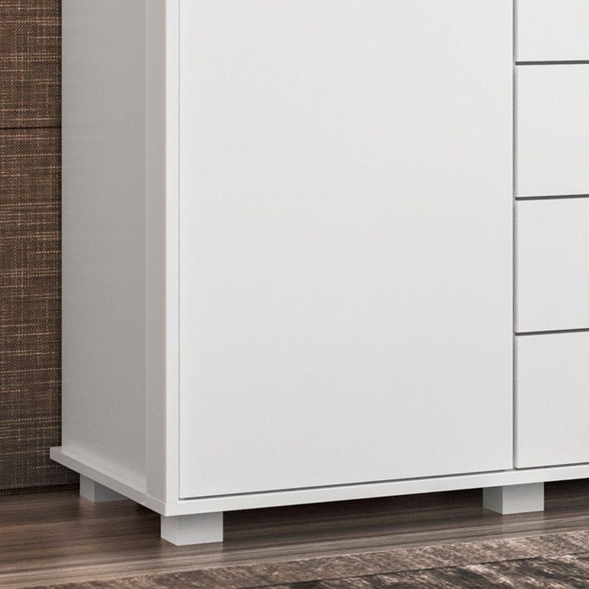 Cômoda Mega Grande Com Sapateira 5 Gavetas MDP MDF Com Chave Para Quarto Branco - imagem 4