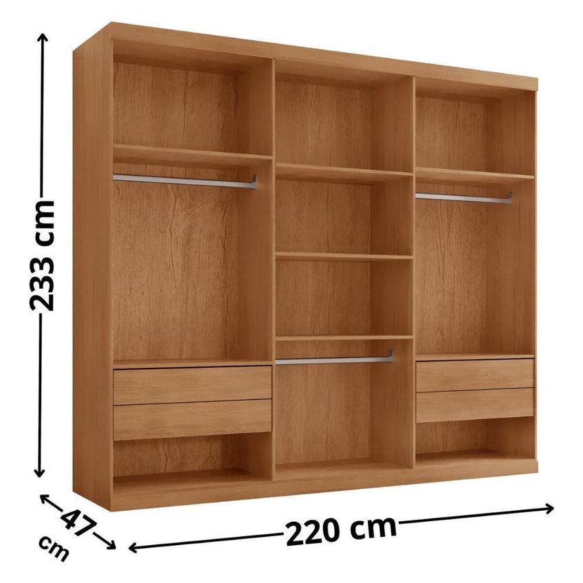 Guarda Roupa Casal Cr35510 6 Portas De Bater 4 Gavetas Mdf Laqueado Madeirado Off White Multimóveis - imagem 4