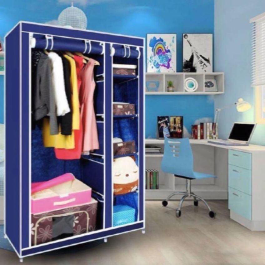 Guarda Roupa Duplo Portatil 4 Prateleiras Sapateira Com Estrutura Compacta E Leve Roxo - imagem 3