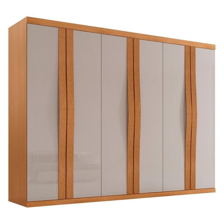 Guarda Roupa Casal Cr35530 6 Portas De Bater 6 Gavetas Mdf Laqueado Madeirado Off White Multimóveis - imagem 3