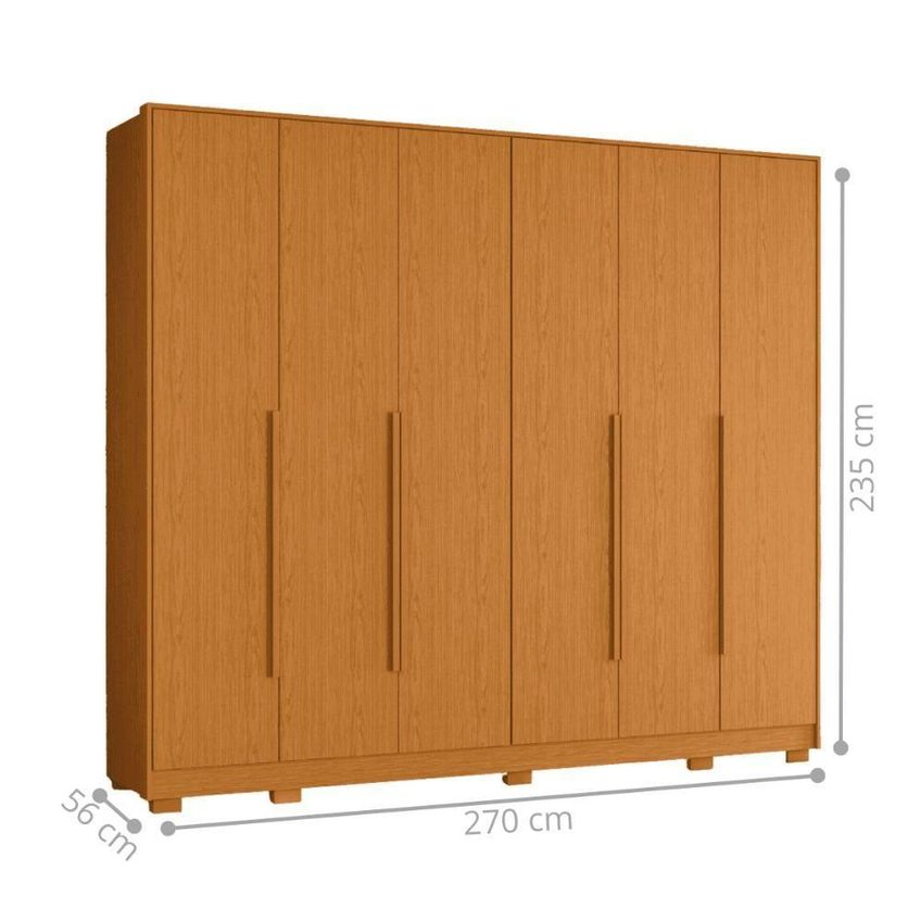 Guarda Roupa Grande 6 Portas De Bater 6 Gavetas MDP Cinamomo Mais De Casa 147cm - imagem 3