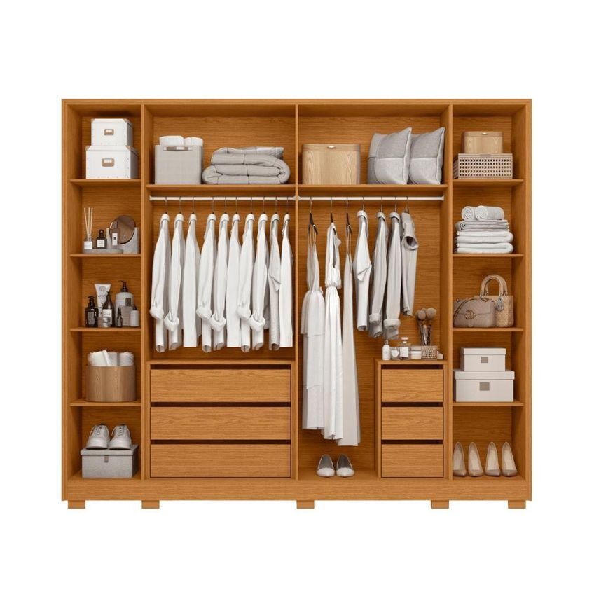 Guarda Roupa Grande 6 Portas De Bater 6 Gavetas MDP Cinamomo Mais De Casa 147cm - imagem 5
