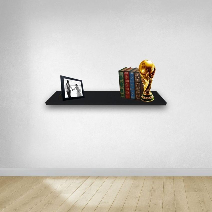 Prateleira F031 20x20cm MDF com Suporte para Organização e Decoração Preto - imagem 4