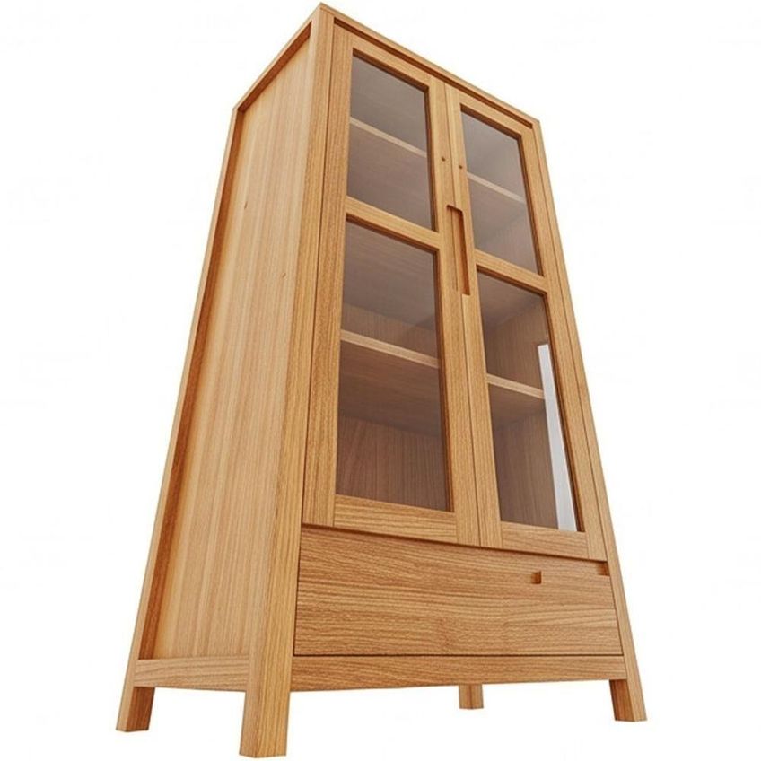 Cristaleira Dunia F06 2 Portas 3 Prateleiras Madeira Maciça Com Led Rústico Claro Lyam Decor - imagem 2