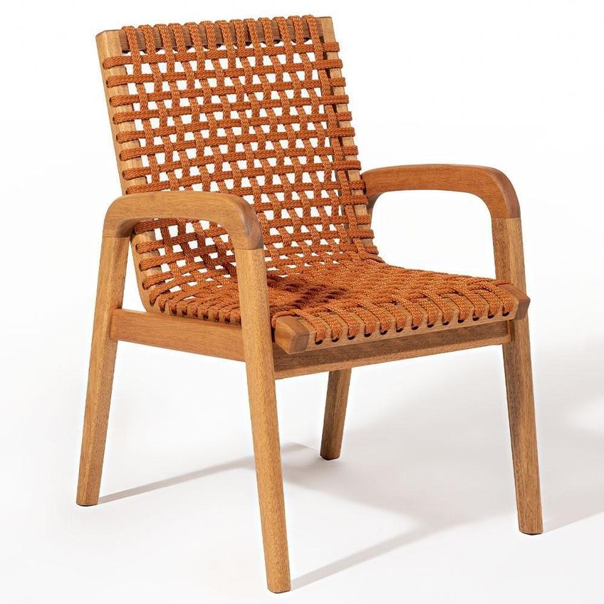 Kit 06 Cadeiras Trammare Estrutura Em Madeira Corda De Polipropileno Ocre Lyam Decor 56cm - imagem 5