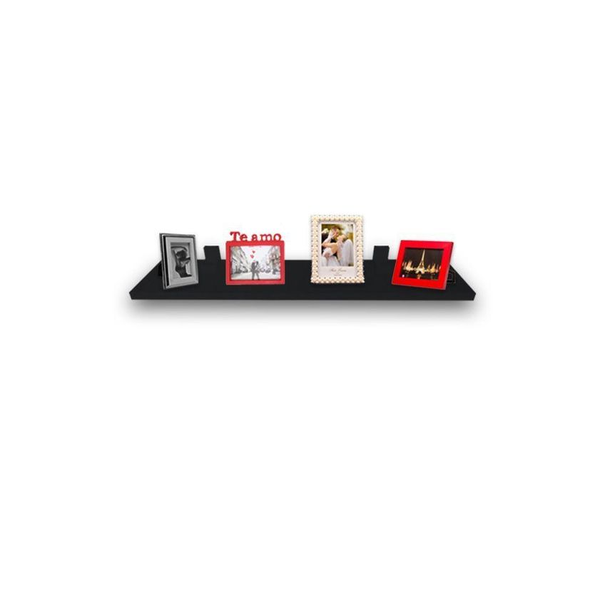 Prateleira Simples F031 100x20cm MDF com Suporte de Parede para Organização Preto - imagem 2