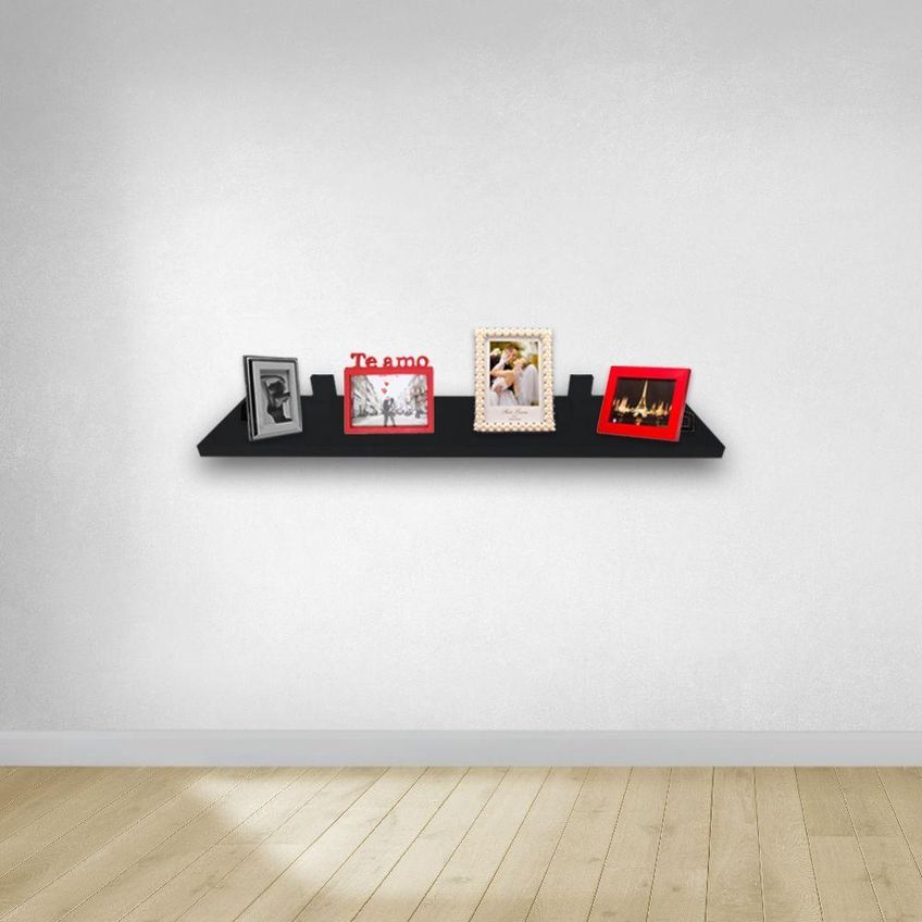Prateleira Simples F031 100x20cm MDF com Suporte de Parede para Organização Preto - imagem 3