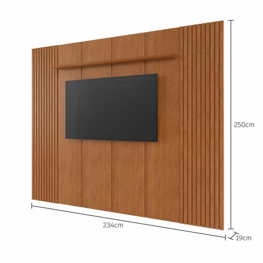 PAINEL PARA TV APOLO 75" 234CM MDF PRATELEIRA AMADEIRADO MAVULAR - imagem 3