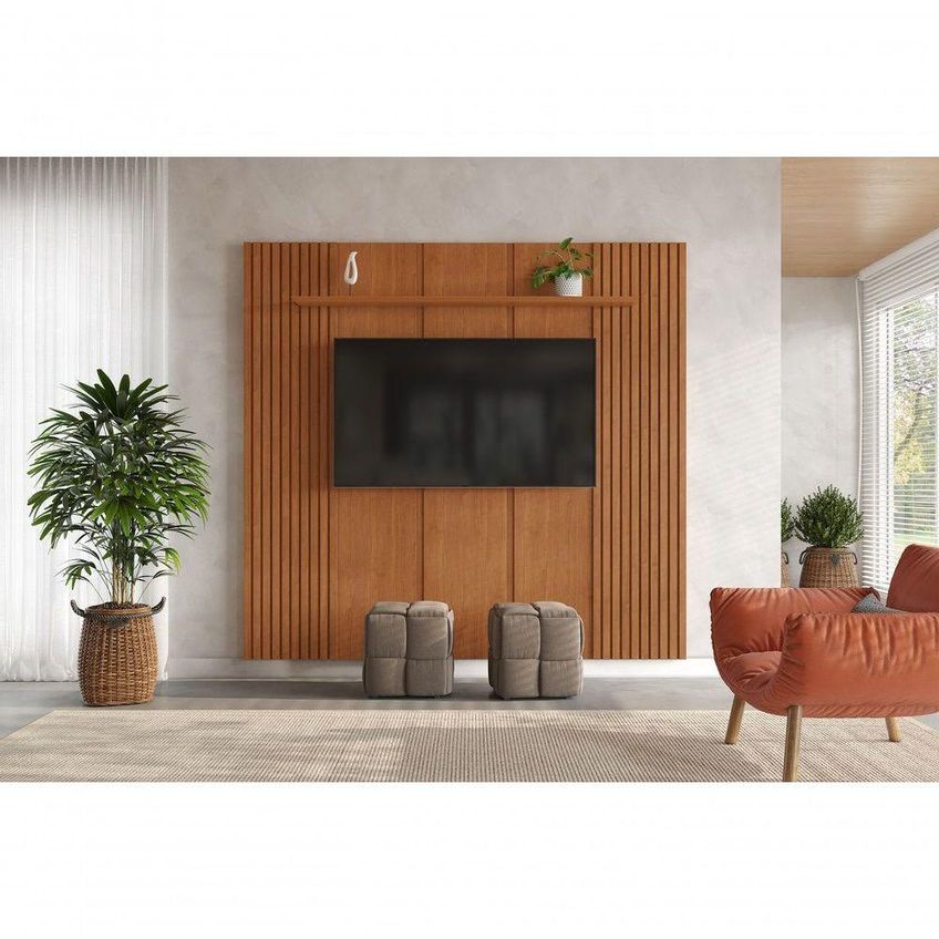 PAINEL PARA TV APOLO 75" 234CM MDF PRATELEIRA AMADEIRADO MAVULAR - imagem 4