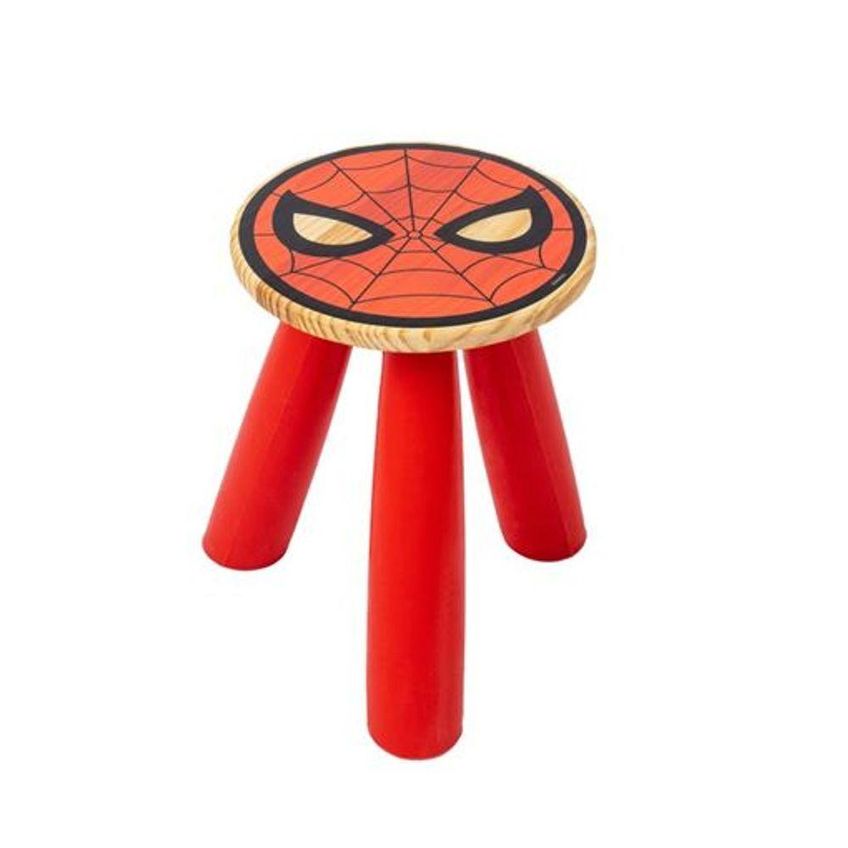 Banqueta Infantil Mini Banqueta Homem Aranha Vermelho Estrutura Polietileno Assento Madeira - imagem 2
