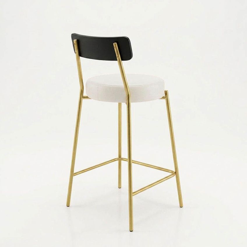 Banqueta Londrina Pu D03 Assento Pu Base Fixa Com Encosto Fixo Branco D'rossi - imagem 4