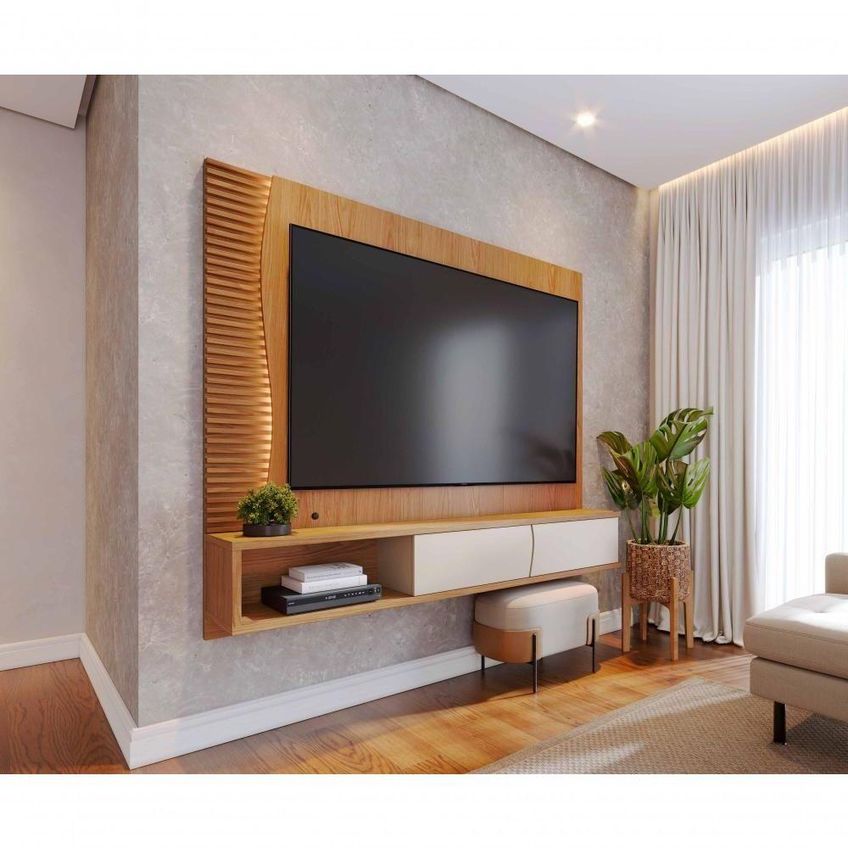 Painel Para TV Egeu 65" 179cm MDF-MDP com LED Off White Colibri Móveis - imagem 4