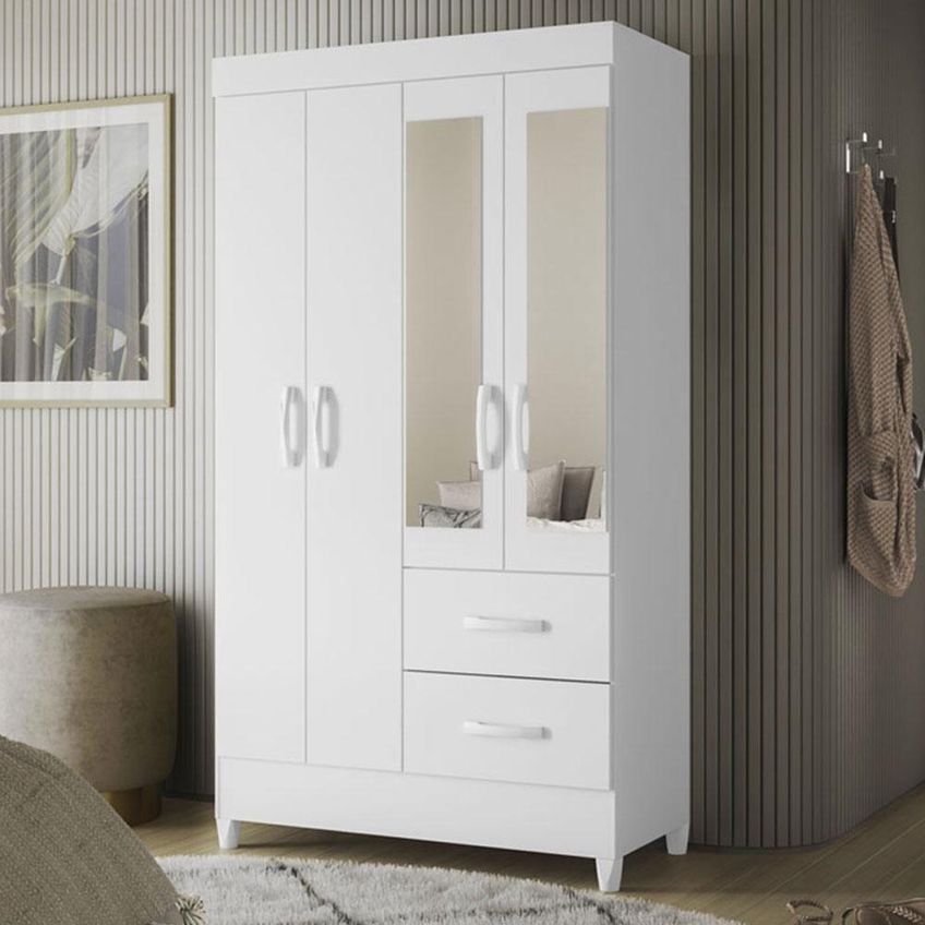 Berço Com Guarda Roupa Americano Soft Mobi 4 Portas Branco Albatroz Móveis - imagem 4