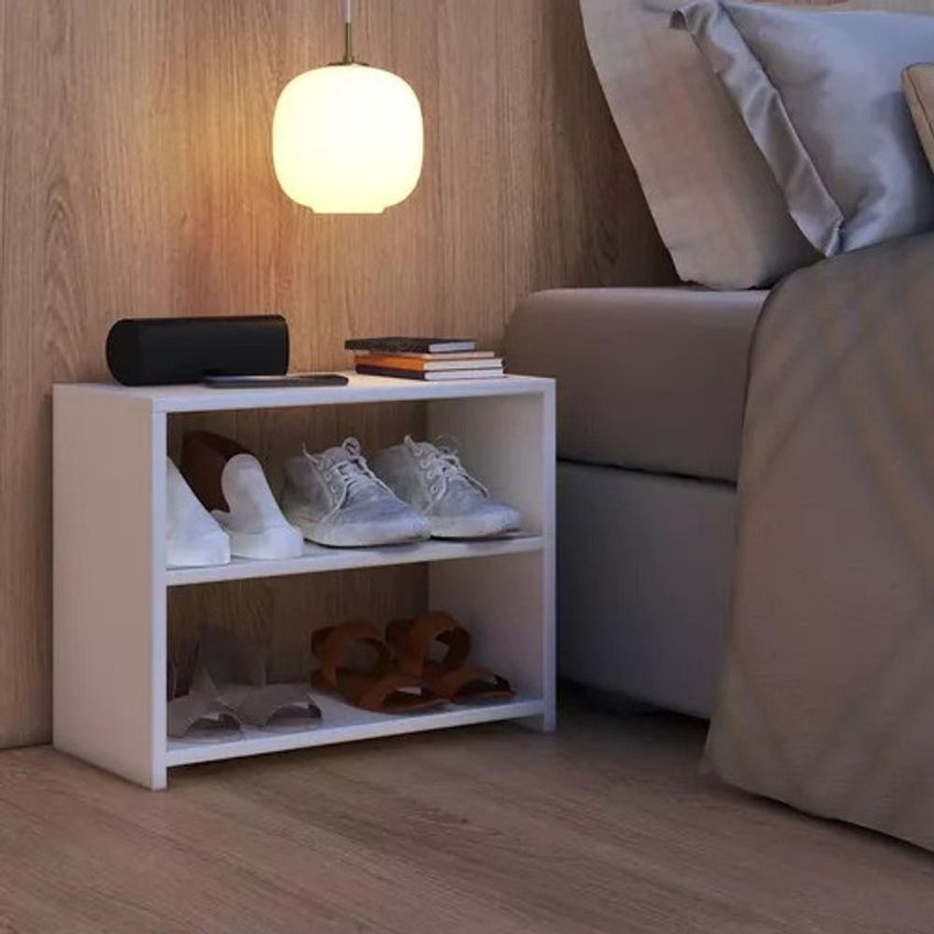 Sapateira Arara Dupla Estante 2 Prateleiras 50cm Madeira Branco - imagem 3