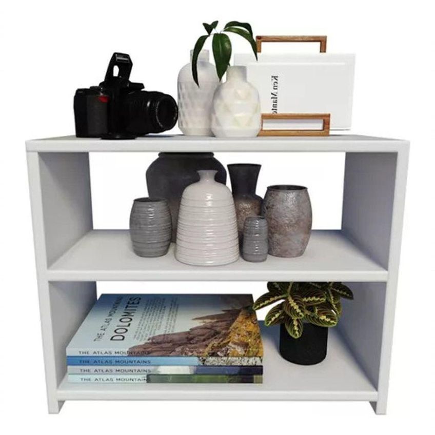 Sapateira Arara Dupla Estante 2 Prateleiras 50cm Madeira Branco - imagem 4
