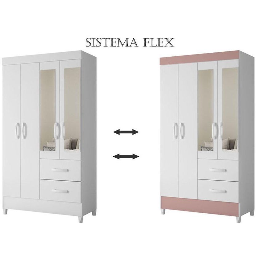 Berço Mini Cama Americano Star Com Guarda Roupa Mobi Com Espelho MDF Branco Albatroz Móveis - imagem 3