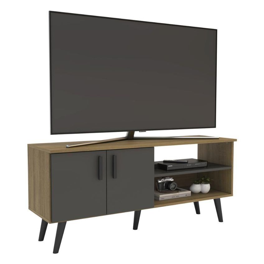 Rack Para TV Até 50 Polegadas CR45366 121,2cm MDP Mel-Grafite Multimóveis - imagem 5