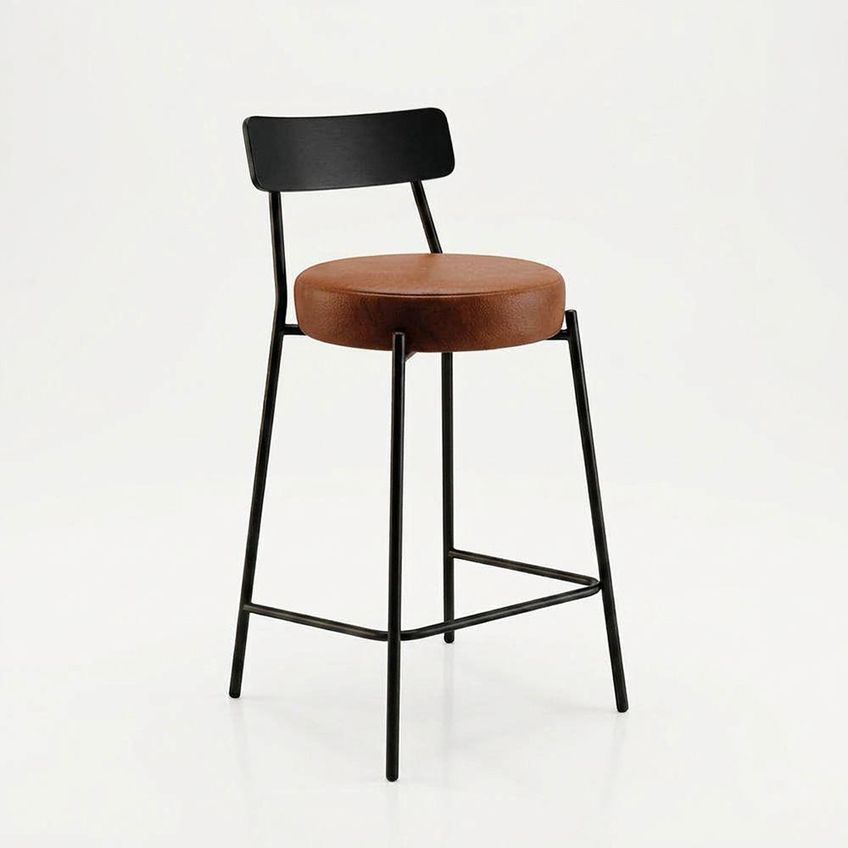 Banqueta Industrial D03 Assento Pu Base Fixa Encosto Fixo Preto D'rossi - imagem 3