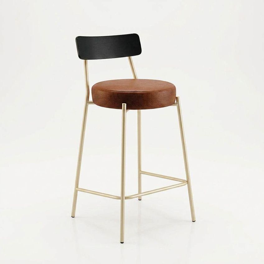 Banqueta Industrial D03 Assento Em Pu Base Fixa Com Encosto 95cm Preto D'rossi - imagem 3