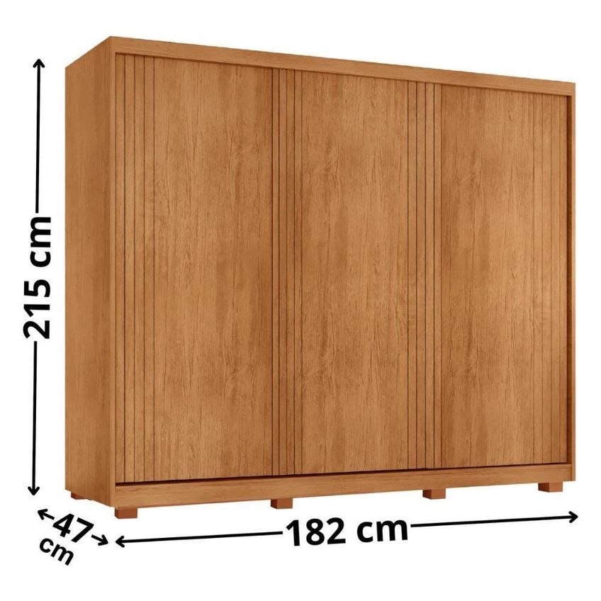 Guarda Roupa Casal Cr35538 3 Portas De Correr 4 Gavetas Mdf Com Pés Madeirado Multimóveis - imagem 3